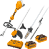 Herramienta de Jardín Multifuncional Inalámbrica 40V: Bordeadora Desmalezadora + Cortasetos + Motosierra + 2 Baterías 4AH + Cargador Doble