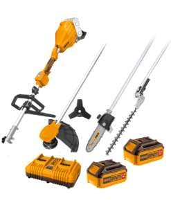 Herramienta de Jardín Multifuncional Inalámbrica 40V: Bordeadora Desmalezadora + Cortasetos + Motosierra + 2 Baterías 4AH + Cargador Doble