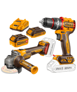 Combo 2 Herramientas Inalámbricas: Taladro Percutor de Impacto 66NM + Esmeril Angular + Batería 4AH + Batería 2AH + Cargador