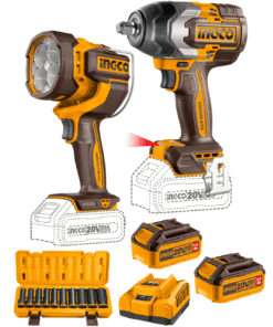 Combo 2 Herramientas Inalámbricas: Llave de Impacto 850NM + Linterna + 2 Baterías 5AH + Cargador Rápido