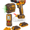 Combo 3 Herramientas: Taladro Percutor de Impacto 76NM + Nivel Láser Autonivelante + Medidor de Distancia Láser + 2 Baterías 2AH + Cargador