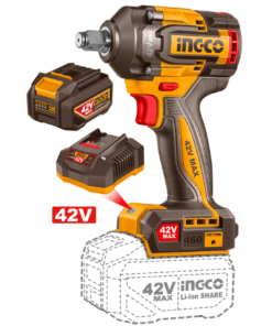 Llave de Impacto Inalámbrica 42V 460NM + Batería 2AH + Cargador Rápido