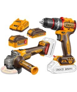Combo 2 Herramientas Inalámbricas: Taladro Percutor de Impacto 66NM + Esmeril 900W + Batería 4AH + Batería 2AH + Cargador
