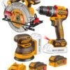 Combo 3 Herramientas Inalámbricas: Sierra Circular + Lijadora Roto Orbital + Taladro Percutor de Impacto 76NM + 2 Baterías 4AH + Cargador