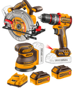 Combo 3 Herramientas Inalámbricas: Sierra Circular + Lijadora Roto Orbital + Taladro Percutor de Impacto 76NM + 2 Baterías 4AH + Cargador