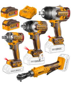 Combo 4 Herramientas Inalámbricas: Llaves de Impacto 1350NM + 850NM + 400NM + Llave Chicharra 65NM + 2 Baterías 5AH + Cargador Rápido