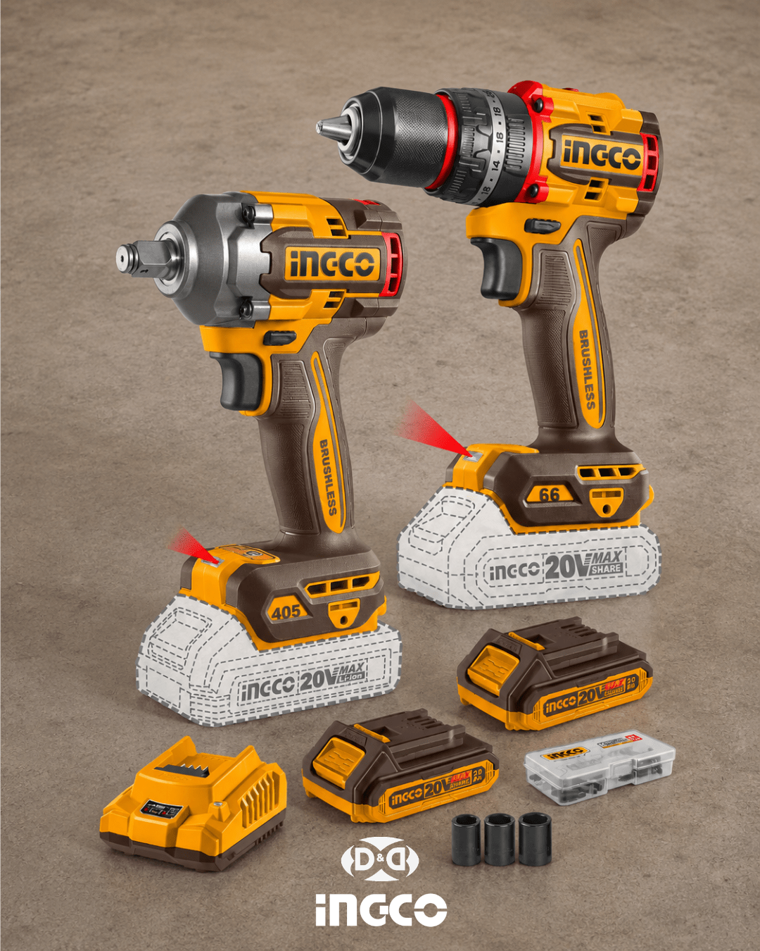 CKLI20286 Combo 2 Herramientas Inalámbricas: Llave de Impacto 405NM + Taladro Atornillador Percutor de Impacto 66NM + 2 Baterías 2AH + Cargador