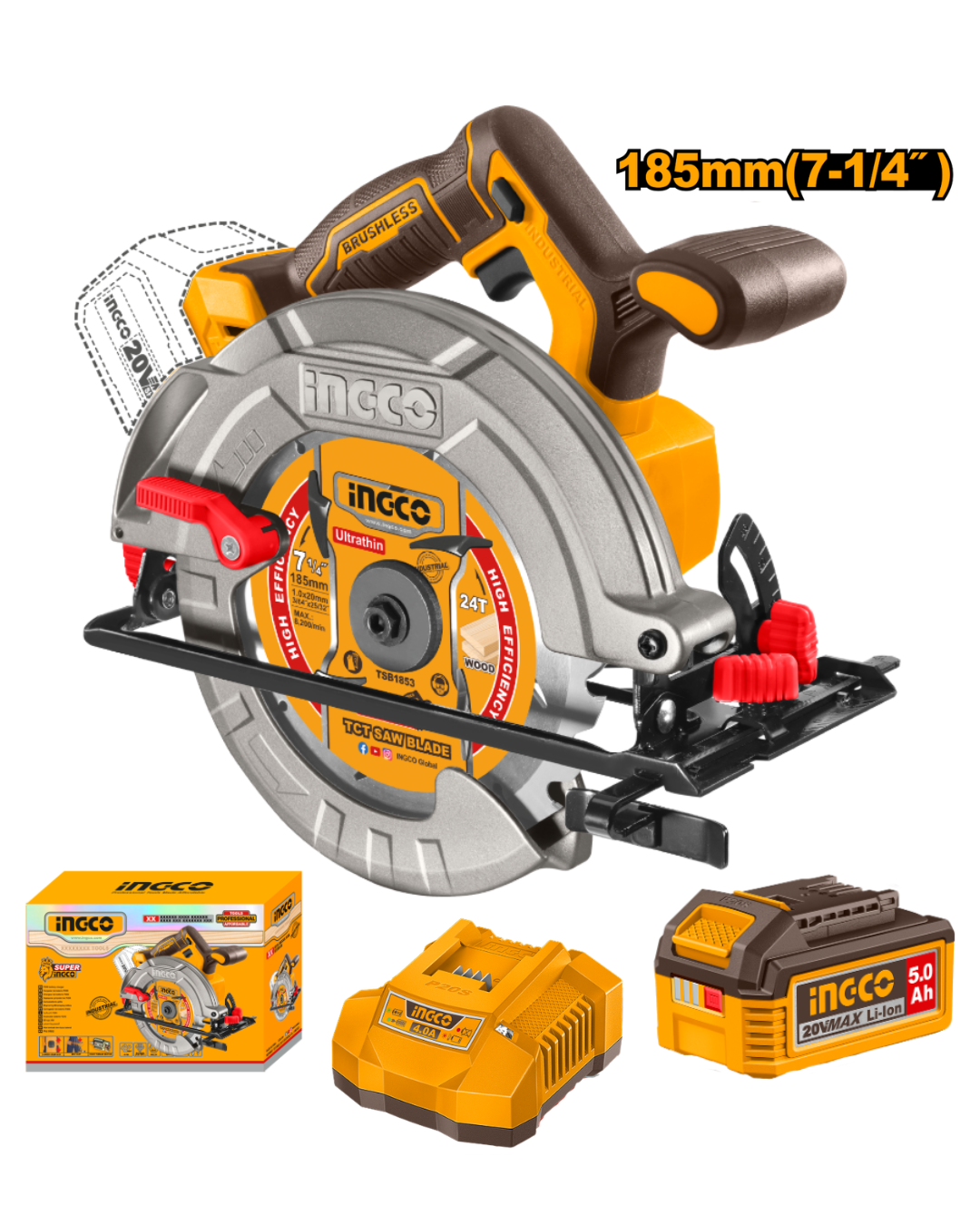 CSLI18513 Sierra Circular 7 ¼” Inalámbrica + Batería 5AH + Cargador Rápido