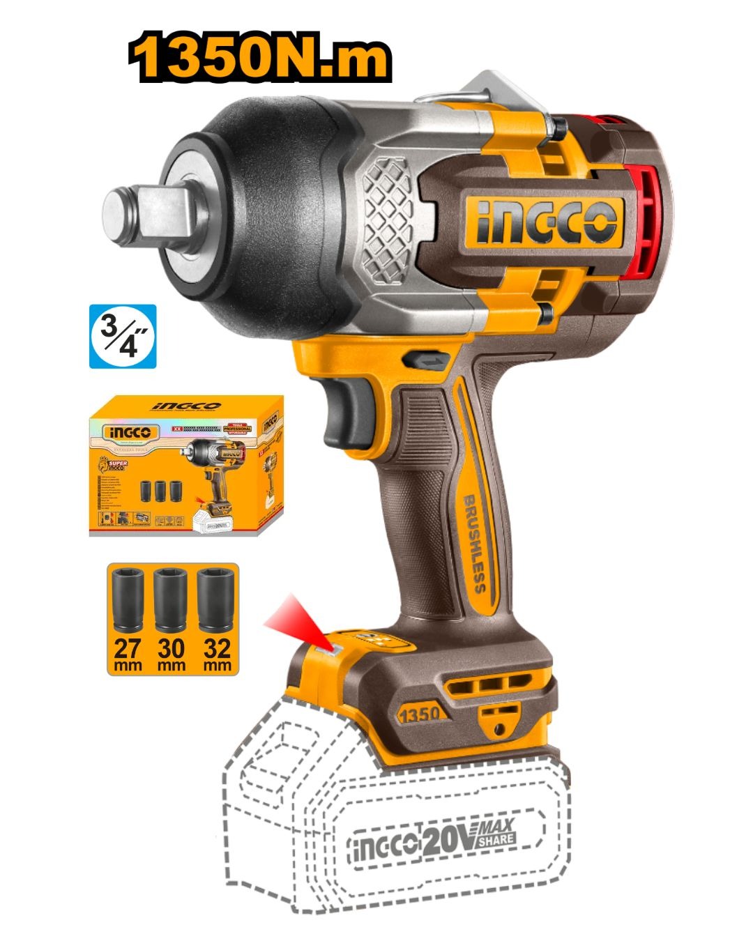 CIWLI20135 Llave de Impacto Inalámbrica 1350NM
