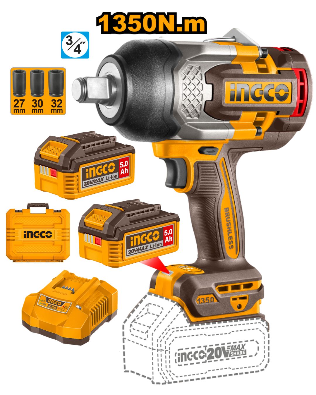 CIWLI20135 Llave de Impacto Inalámbrica 1350NM