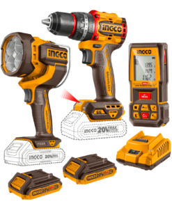 Combo 3 Herramientas: Taladro Percutor de Impacto 66NM + Medidor de Distancia Láser + Linterna + 2 Baterías 2AH + Cargador