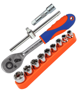 Llave Crique ¼″ + Set 9 Dados + Barra Extensión 6″