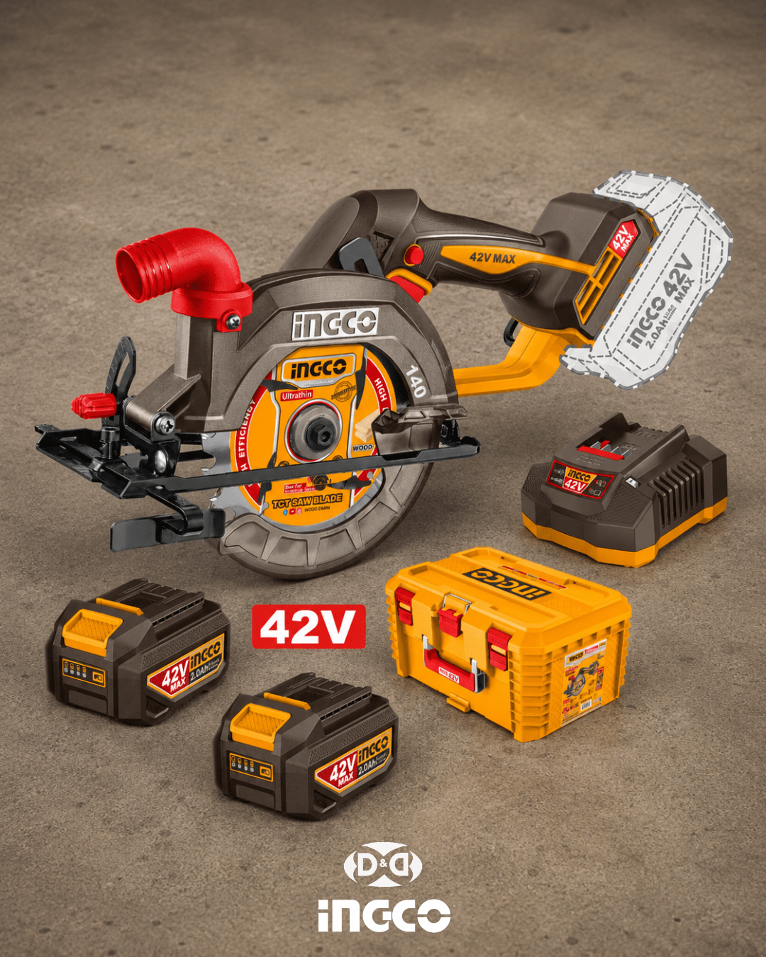 CSLI4214012 Sierra Circular 5 ½” Inalámbrica 42V + 2 Baterías 2AH + Cargador